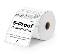MUNBYN Five Resistant Thermal Labels 4x6, Durable Waterproof, Oil-Proof, Scratch-Proof, Alcohol-Resistant, Tear-Resistant Label Paper for Thermal Printers, 380 Sheets/Roll, White