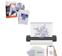 MUNBYN ITP06 300DPI Wireless Thermal Tattoo Printer Bundle with 20pcs Transfer Stencil, Compatible with Smartphone & PC, For Tattoo Artists & Beginners, Includes 20 Sheets A4 Thermal Transfer Paper