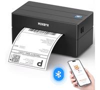 MUNBYN Shipping Label Printer Bluetooth, Postage Thermal Label Printer 4x6 for Business, Compatible with Etsy, Shopify, eBay, Amazon, Royal Mail, DHL, DPD, Evri, with 25 Labels, 130B, Black