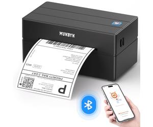 MUNBYN Shipping Label Printer Bluetooth, Postage Thermal Label Printer 4x6 for Business, Compatible with Etsy, Shopify, eBay, Amazon, Royal Mail, DHL, DPD, Evri, with 25 Labels, 130B, Black