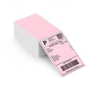 MUNBYN Thermal Labels 4x6 Fanfold for Label Printer, Compatible with Etsy, Shopify, Ebay, Amazon, Royal Mail, FedEx, UPS, Pack of 500, Pink
