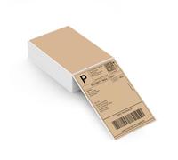 MUNBYN Thermal Labels 4x6 Fanfold for Label Printer, Compatible with Etsy, Shopify, Ebay, Amazon, Royal Mail, FedEx, UPS, Pack of 220, Brown