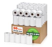 MUNBYN Till Rolls 57mm x 35mm x 16m PDQ Rolls, Thermal Printer Rolls for PDQ, POS, EPOS, Kids Instant Cameras, Cash Register- 57mm Card Machine Paper Rolls- BPS/BPA Free【50 Rolls】