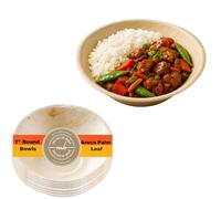 MUNCH BOX 7” Round Areca Palm Leaf Bowls - 100% Natural, Disposable, Biodegradable & Compostable - Eco-Friendly Microwave Safe Bowls for Hot Food, Soups, and Events (50 Pack, 7" Bowl)