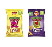Munch Crisps, Roast Beef and Pickled Onion Flavours, 98 kcal per Pack, Less Plastic Wrap, 300g Multipack,Enjoy two beloved British crisp flavours