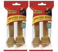 Munch & Crunch Dog Treats Knotted Bones 6" 100% Natural Rawhide 4 Pack