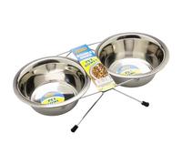 Munch & Crunch Double Diner Dog Bowls - Pet Station | 2x 700ml Bowls with Stand