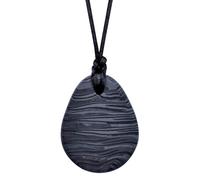 Munchables Tear Drop Chew Necklace - Sensory Chewable Jewelry (Wavy Charcoal)