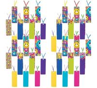 MunchieMoosKids Pack of 12 - Bright Coloured Smiley Bookmarks - Great Stocking Party Loot Bag Fillers