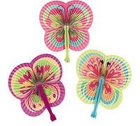 MunchieMoosKids Pack of 6 - Colourful Butterfly Shaped Folding Paper Fans - Great Party Loot Bag Fillers