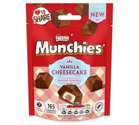 Munchies Vanilla Cheesecake Flavour Chocolate Sharing Bag, 97g | Pack of 1 | Milk chocolate cubes encasing a delicious vanilla cheesecake flavour filling & crunchy biscuit centre; perfect for sharing