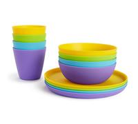 Munchkin 12 Piece Toddler Multi Dining Set | BPA Free Stackable Baby Dish Kids Plates and Bowls Sets | 4 Cups, 4 Plates, 4 Bowls | Multicoloured