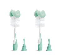 Munchkin 2-in-1 Sponge & Baby Bottle Brushes for Cleaning | Bottle Cleaner Brush & Water Bottle Brush Set | Soft & Reusable with Built in Teat Brush | Dishwasher Safe | 2 Pack | Sage