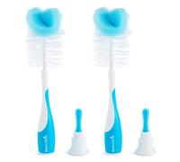 Munchkin 2-In-1 Sponge & Baby Bottle Brushes for Cleaning | Bottle Cleaner Brush & Water Bottle Brush Set | Soft & Reusable with Built In Teat Brush | Dishwasher Safe | 2 Pack | Blue