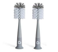 Munchkin Bottle Brush | for Cleaning Baby & Water Bottles with Built in Teat Brush | Freestanding | Dishwasher Safe | Bristle Brush | 2 Pack | Cool Grey