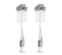 Munchkin 2 Pack Bristle Bottle Brushes for Baby Cups | Built-in Teat | Grey