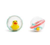 Munchkin 2 Pack Float and Play Baby Bath Toy with Bubbles | Baby Essentials | Floating bath toy set of 2 spinning bubbles that rattle, made from BPA-free thermoplastic rubber. Suitable from 3 months.
