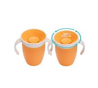 Munchkin Miracle 360 6+ Months Baby Sippy Cups | Free Flow Beaker for Toddlers |Trainer Cup | BPA-Free | Spill-Free | Baby Water Bottle with Easy-Grip Handles | 207 ml | 2 Pack | Orange