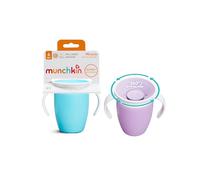 Munchkin Miracle 360 Sippy Cup | Trainer Toddler Cup | BPA Free Baby & Toddler Cups w.Handles | Non Spill Cup |Baby Cup| Leakproof Cup | 6+ Months| 7oz/207 ml |2 Pack | Blue/Purple