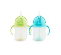 Munchkin Click Lock Tip & Sip Straw Cup Set | Baby & Toddler Sippy Cups with Straw| BPA Free Non Spill Cup| Baby Straw Cup| Weighted Straw Childrens Cups| 7oz/207 ml| 2 Pack| Green/Blue