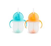 Munchkin 2 Pack Tip&Sip Baby Weighted Straw Cups| 207ml | Blue/Orange