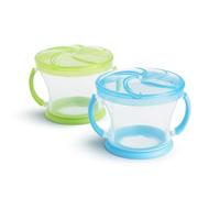 Munchkin 2 Piece Snack Catchers| Toddler Snack Box & Baby Weaning Pot| Holder & Food Storage Containers| BPA Free Food Pot with Handles | No Spill - Blue/Green