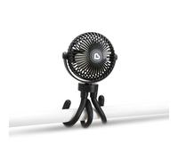 Munchkin Pram Fan | Mini Portable Fan for Stroller with Led Lights | Baby Essentials | 360 Baby Pushchair Fan with 4 Speeds | Black