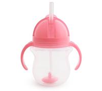 Munchkin Any Angle Click Lock Weighted Straw Trainer Cup, Pink, 7oz *Waterproof Labels Included to Personalise Your Little One's Cup