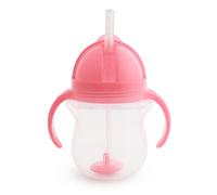 Munchkin Any Angle Weighted Straw Trainer Cup with Click Lock Lid 7 Ounce Pink