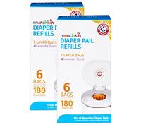 Munchkin Arm & Hammer Diaper Pail Snap with Seal and Toss Refill Bags, 12 Count