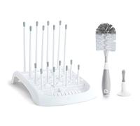 Munchkin Baby Bottle and Sippy Cup Cleaning Set, Includes Countertop Drying Rack and Bristle Bottle Brush, Grey