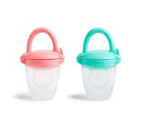 Munchkin Baby Silicone Food Feeder | Great for Travel Silicone Pouch for Puree Foods | Self-Feeding Food Feeder | Weaning Feeder | Travel Essentials | BPA-Free | 4 Months+ | 2 Pack | Pink & Green