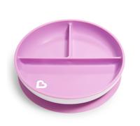 Munchkin Stay Put Divided Plates - 2 Pack Baby & Toddler Plate Set with Compartments, Suction Plate for Babies 6 Months & Over, BPA Free, Blue/Green