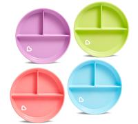 Munchkin Stay Put Divided Plates - 2 Pack Baby & Toddler Plate Set with Compartments, Suction Plate for Babies 6 Months & Over, BPA Free, Blue/Green