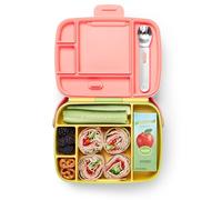 Munchkin Cute Bento Lunch Box for Babies, Childrens & Toddlers with Cutlery, Divided Sections, 5 Compartment Food Container for Childcare & School - Yellow
