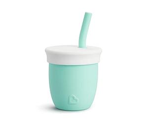Munchkin C’est Silicone! Open Training Cup with Straw | Ideal Transition Sippy Cup | Babies and Toddlers 6 Months+ | Free Flow Sippy Cup to Straw Cup for Baby and Toddler Weaning |120ml | Mint