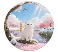 Munchkin Cat 1000 Piece Round Puzzle for Adults Kids 14+ Cute Cat Jigsaws Creative Unique Challenge Games Impossible Hard Difficult Challenging Puzzles 1000pcs (67.5x67.5cm)