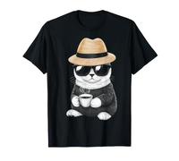 Munchkin Cat Dad Coffee Print Sunglasses Motif T-Shirt