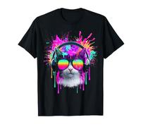 Munchkin Cat Headphone Graphic Sunglasses Motif T-Shirt