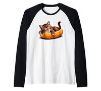 Munchkin Cat Hotdog Bun Sausage Cat Raglan Baseball Tee