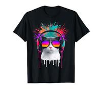 Munchkin Cat Owner Headphone Print Sunglasses T-Shirt