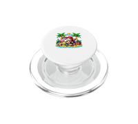 Munchkin Cat Relaxing On Beach Funny Vacation Hawaiian PopSockets PopGrip for MagSafe