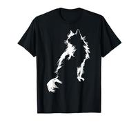 Munchkin Cat Silhouette Portrait Drawing Motif Illustration T-Shirt