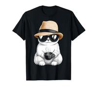 Munchkin Cat with Sunglasses Drinking Coffee Art T-Shirt