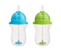 Munchkin Click Lock Any Angle Weighted Straw Cup, 10 Ounce, 2 Count, Blue/Green