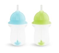 Munchkin Click Lock Any Angle Weighted Straw Cup, 10 Ounce, 2 Count, Blue/Green