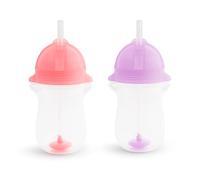 Munchkin Click Lock Any Angle Weighted Straw Cup, 10 Ounce, 2 Count, Pink/Purple