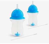 Munchkin Click Lock Tip and Sip Weighted Straw Cup, 2x 10oz/296ml, Blue, 2 pack