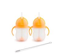 Munchkin Click Lock Tip & Sip Set | Baby Toddler Sippy Cups with Straw | BPA Free | Leakproof Cup | Dishwasher Safe | Weighted Straw | Baby Bottles -7oz/207ml | 2 Pack | Orange