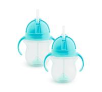 Munchkin Click Lock Tip & Sip Straw Cup Set | Baby Toddler Sippy Cups with Straw | BPA Free | Leakproof Cup| Baby Cup Weighted Straw | Baby Bottles -7oz/207 ml | 2 Pack | Blue
